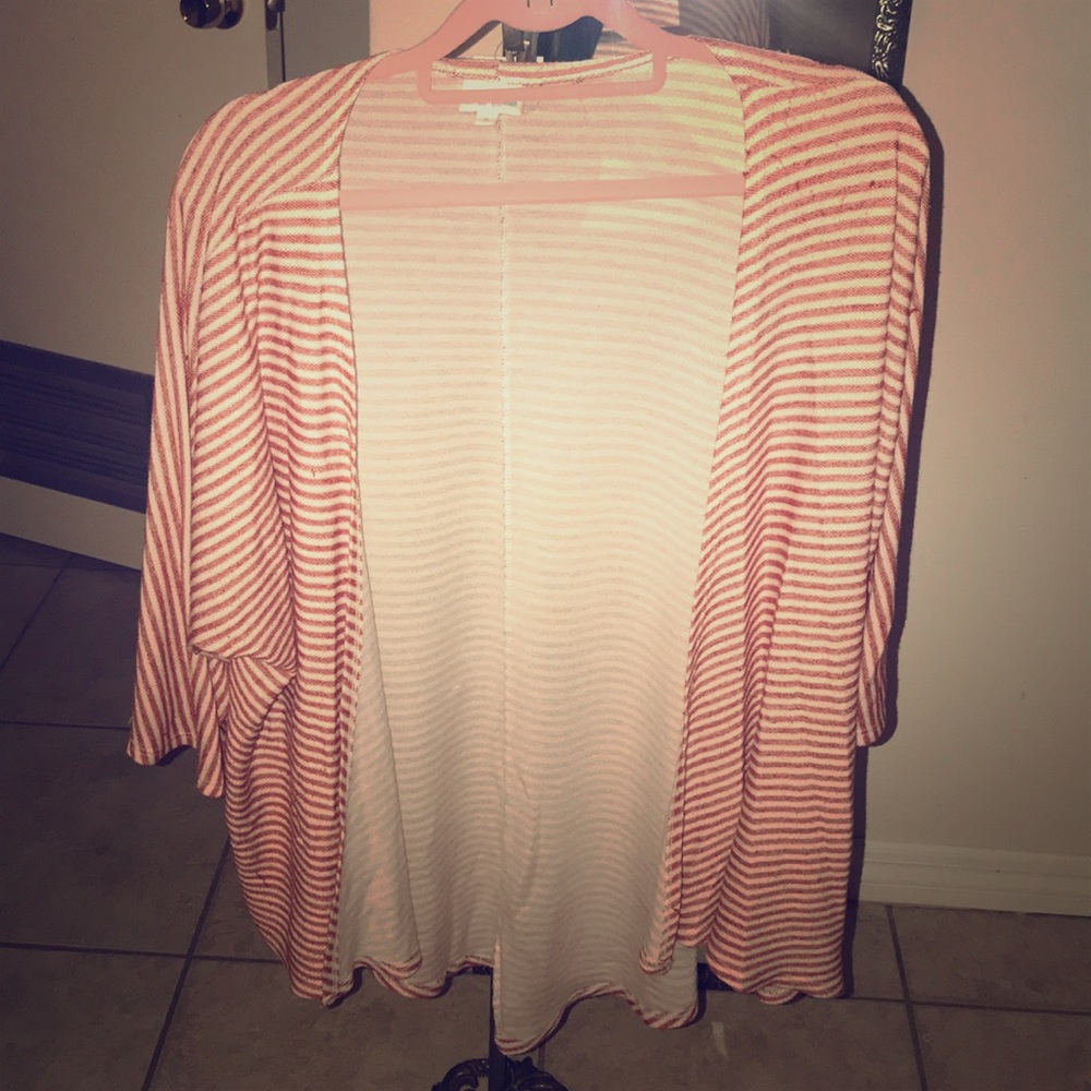 LulaRoe red striped cardigan
